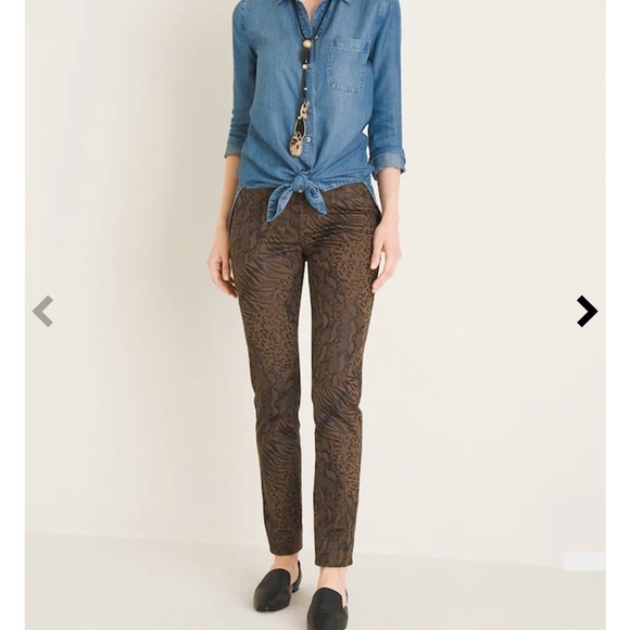 Chico’s Coated Animal-Print Jeggings - Picture 2 of 10